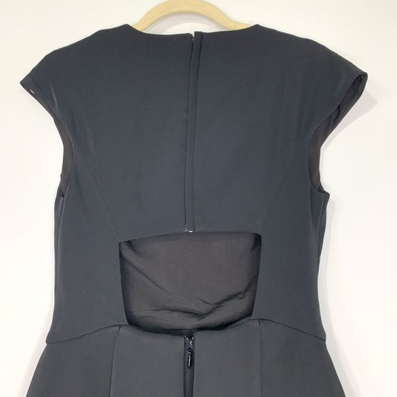 HALSTON HERITAGE Black Cutout Back V-Neck Fit &‎ Flare Dress Sz 4 - Picture 7 of 13